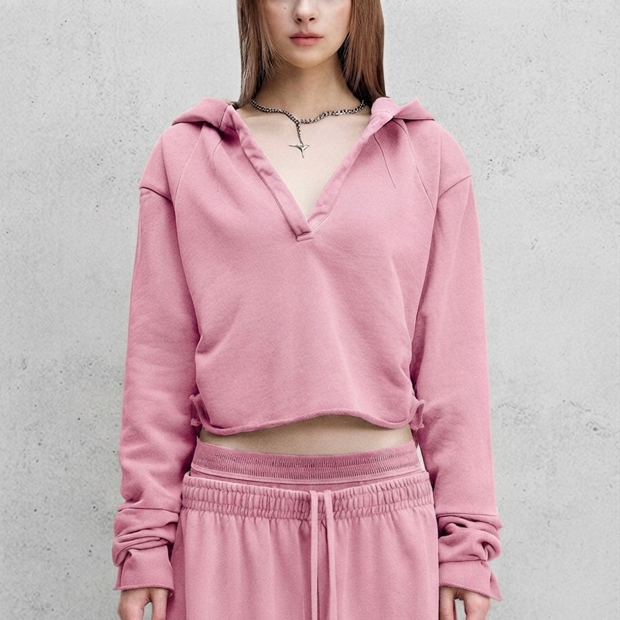 Vintage Washed Raw Edge Hoodie