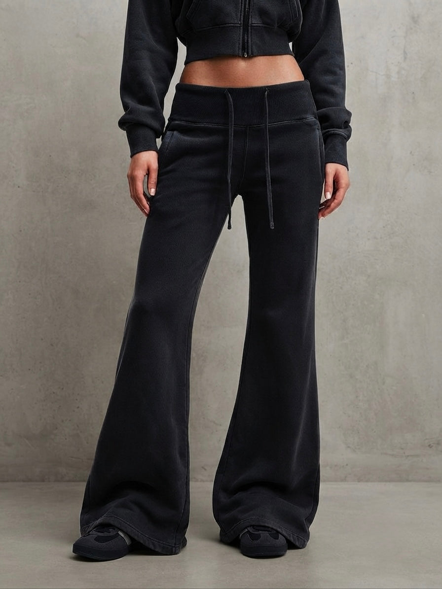 Vintage Washed Flared Fleece Pants