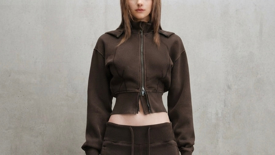 Vintage Washed Cropped Fleece Hoodie