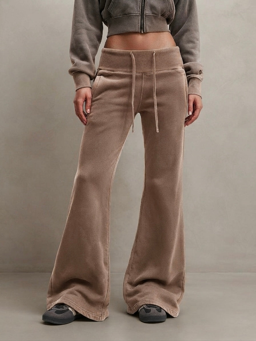 Vintage Washed Flared Fleece Pants