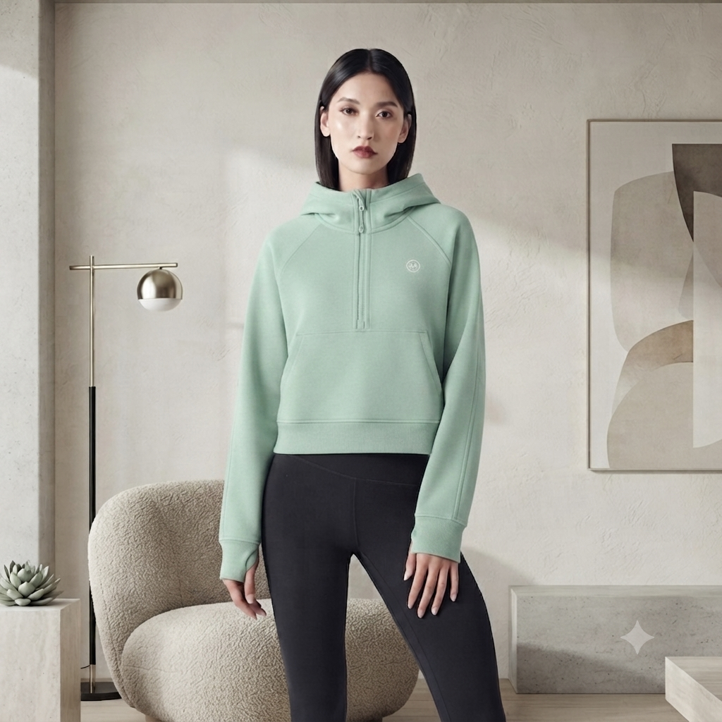 Cropped Half-Zip Hoodie