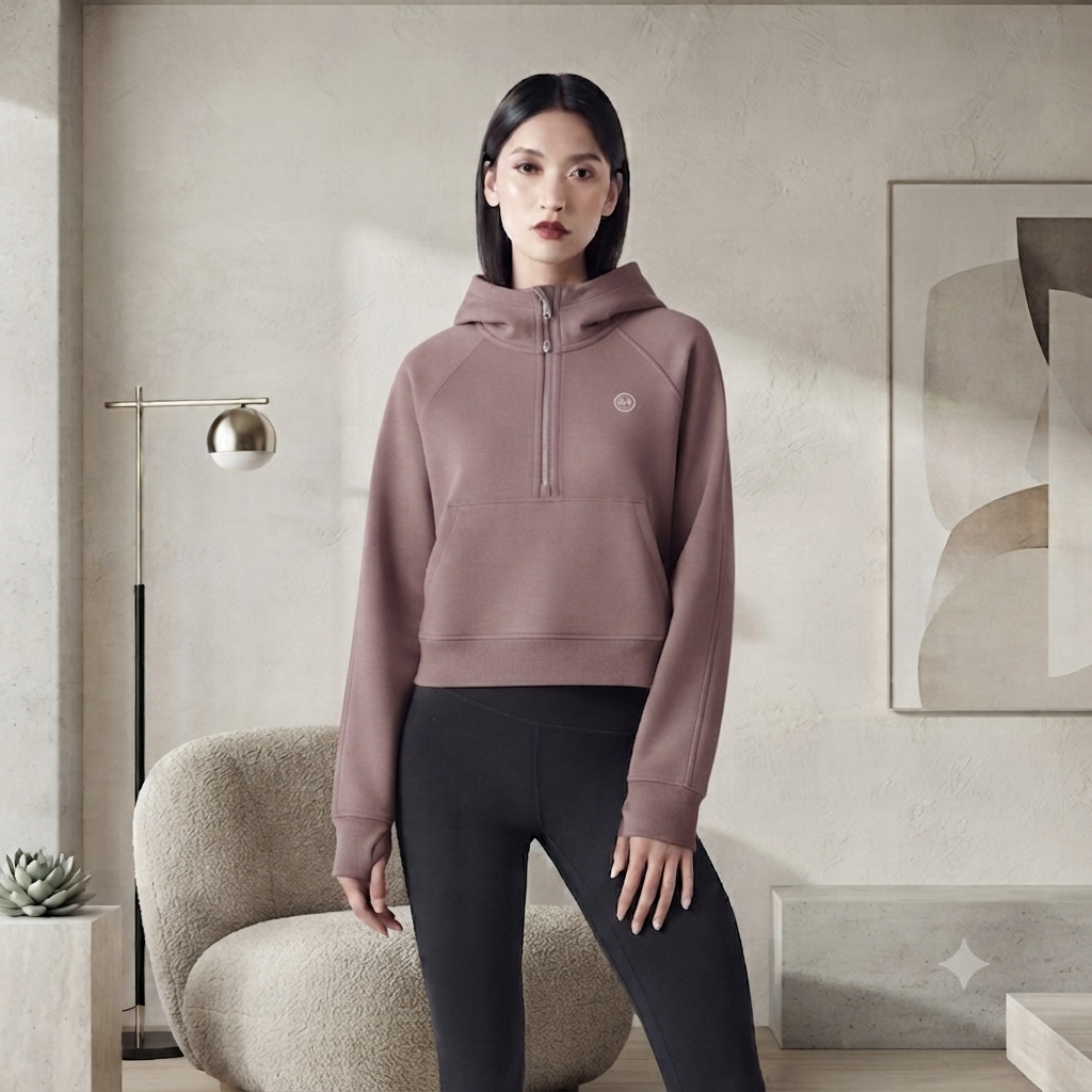 Cropped Half-Zip Hoodie