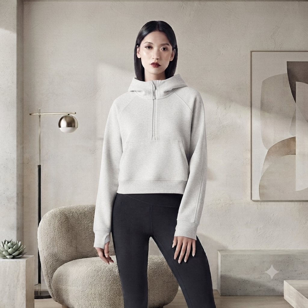 Cropped Half-Zip Hoodie