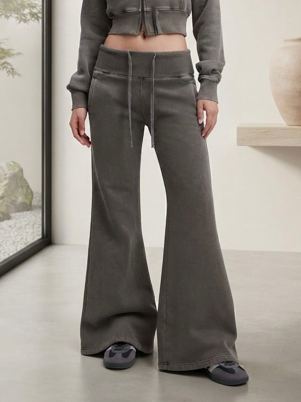 Vintage Washed Flared Fleece Pants