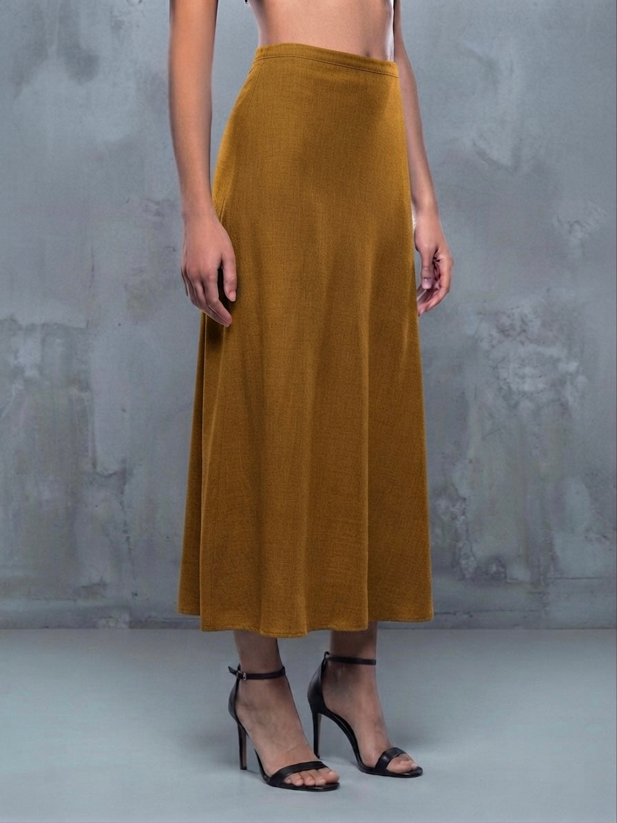 Women's Solid Color Knit Maxi Skirt