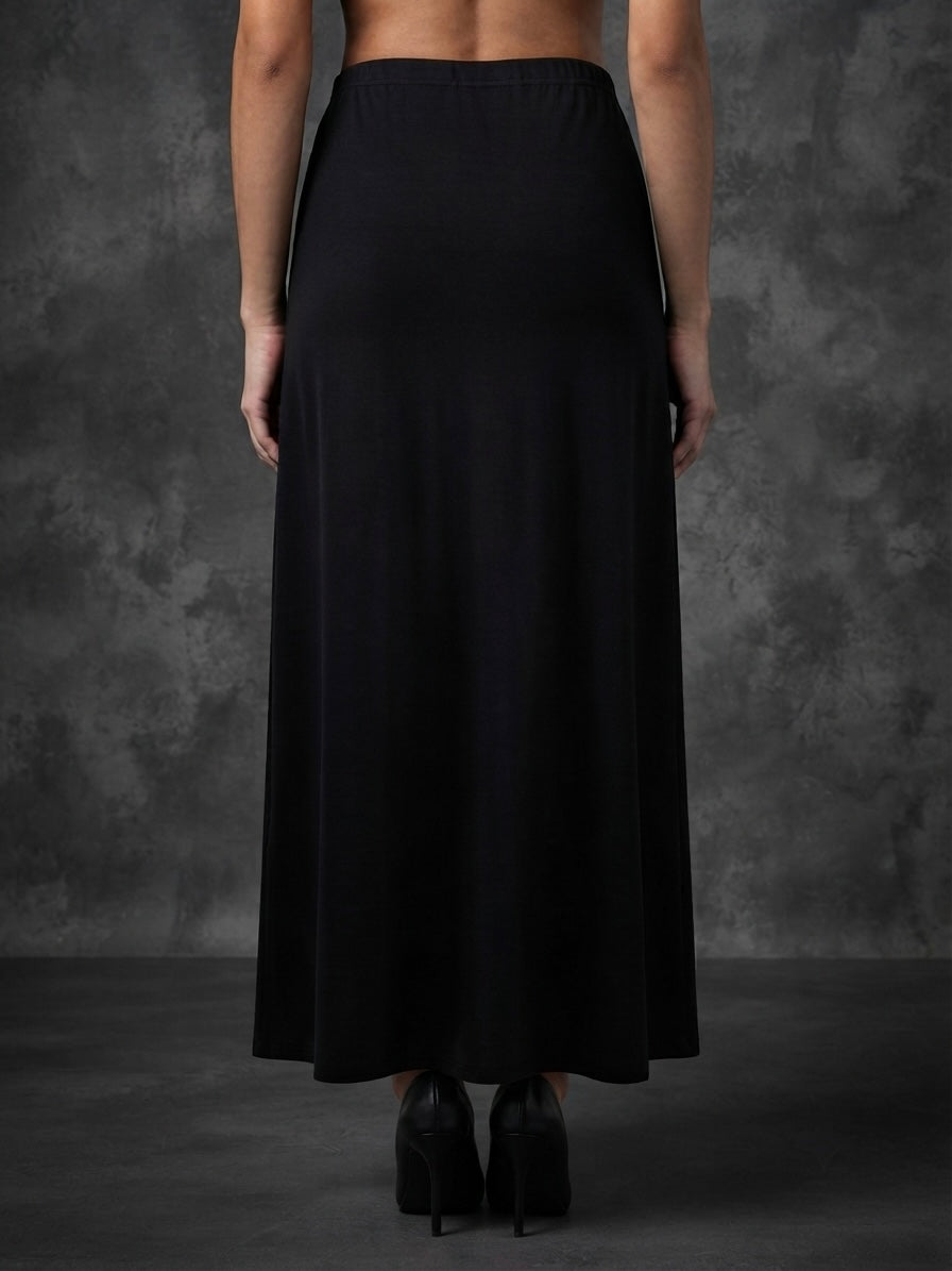 Women's Solid Color Knit Maxi Skirt
