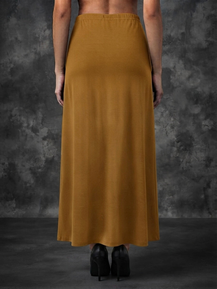 Women's Solid Color Knit Maxi Skirt