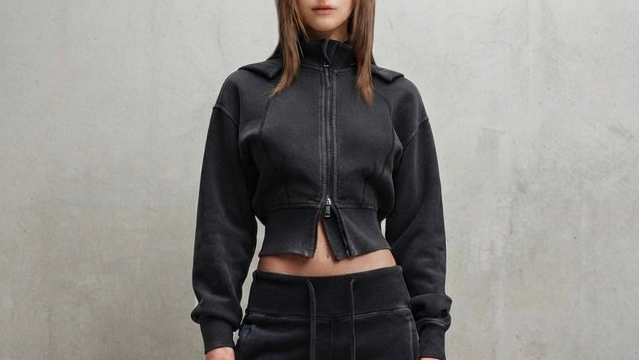 Vintage Washed Cropped Fleece Hoodie