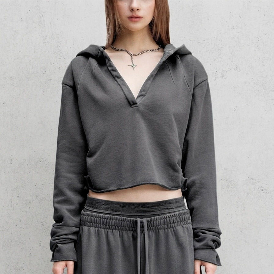 Vintage Washed Raw Edge Hoodie