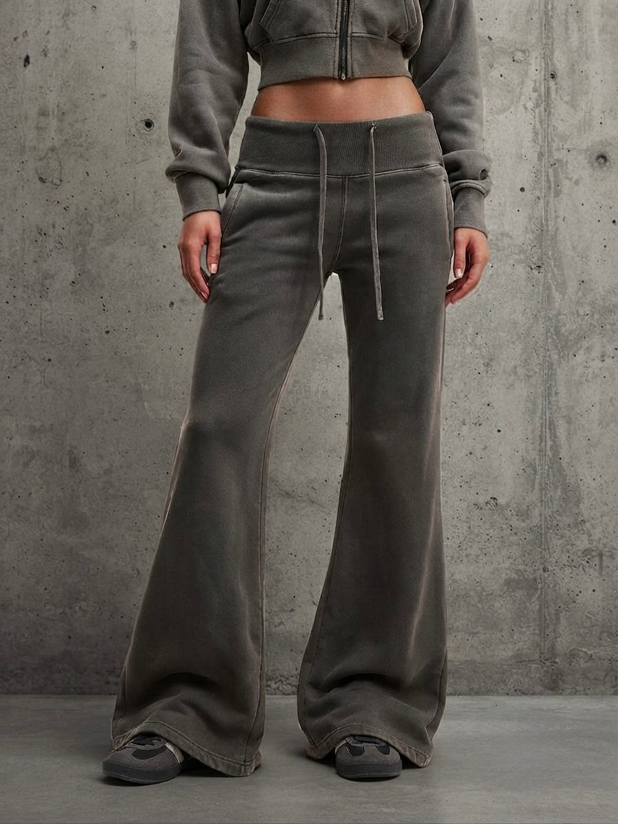 Vintage Washed Flared Fleece Pants