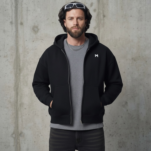 Fleeced Zip-Up Cropped Hoodie